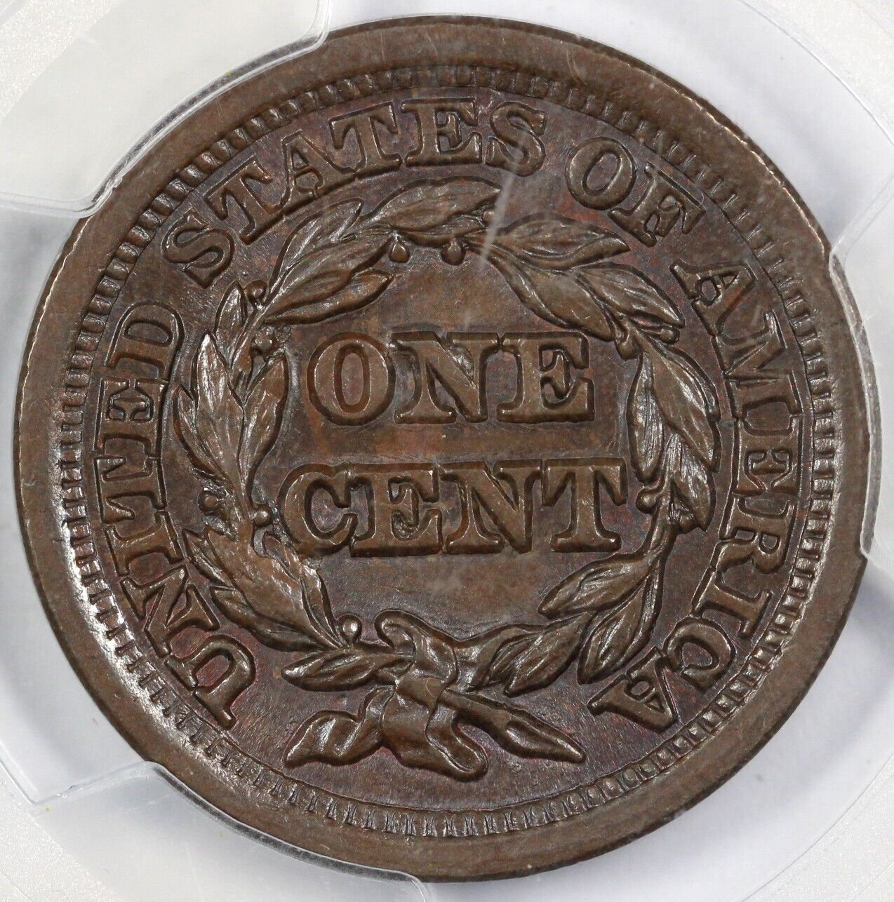 1849 1c Braided Hair Large Cent PCGS MS 64 BN