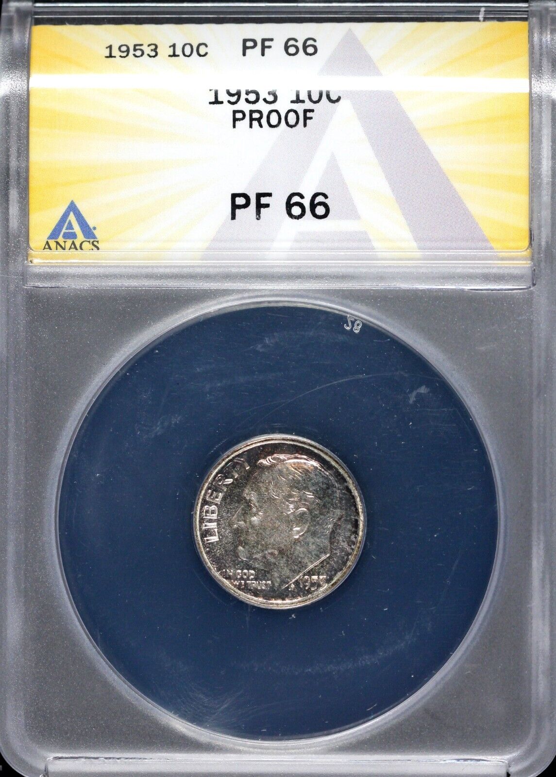 1953 10c Proof Roosevelt Dime ANACS PF 66