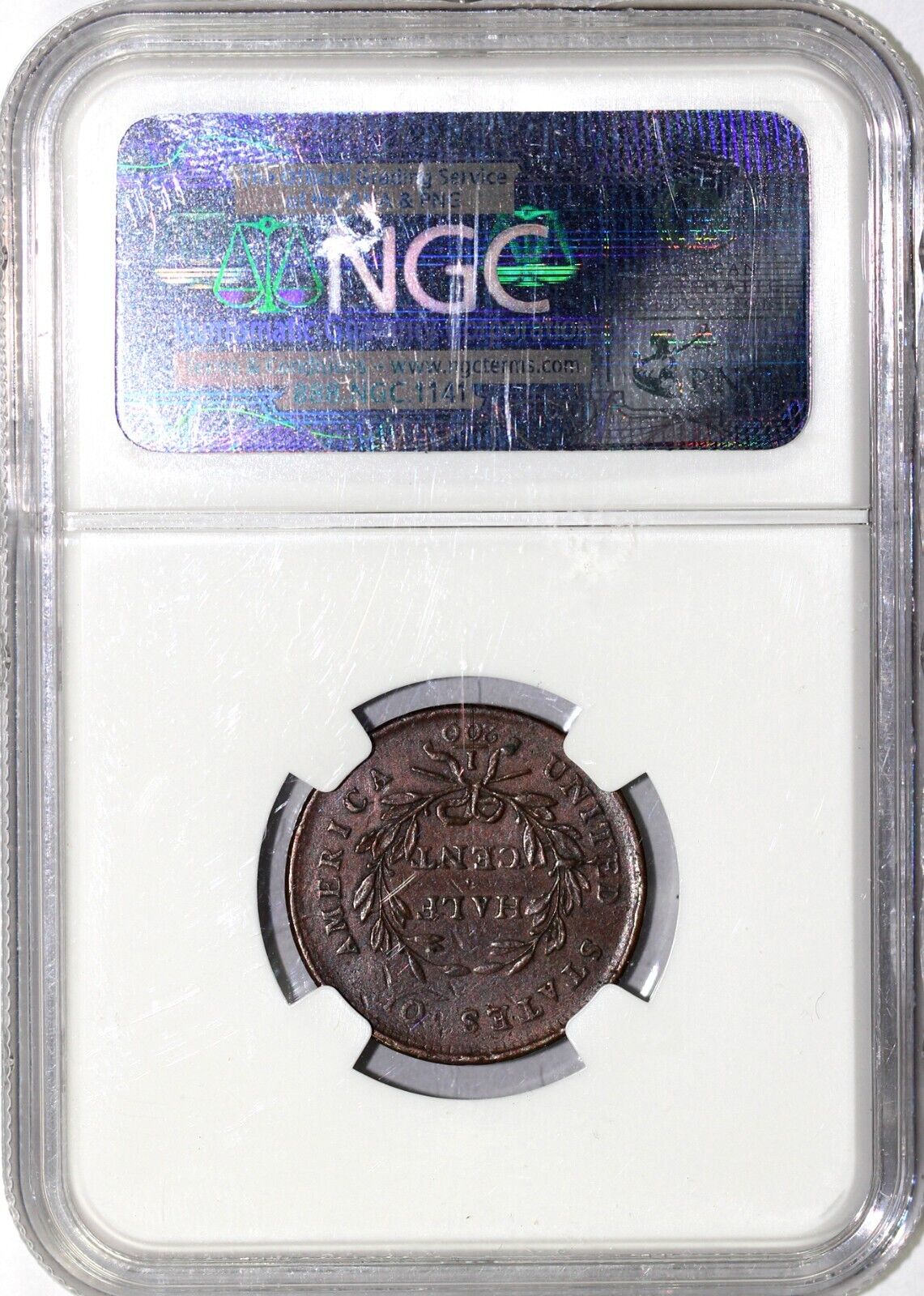1800 1/2c C-1 Draped Bust Half Cent NGC AU Details Cleaned