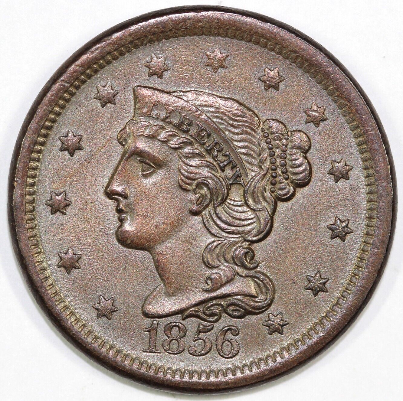 1856 1c N-14 Braided Hair Large Cent