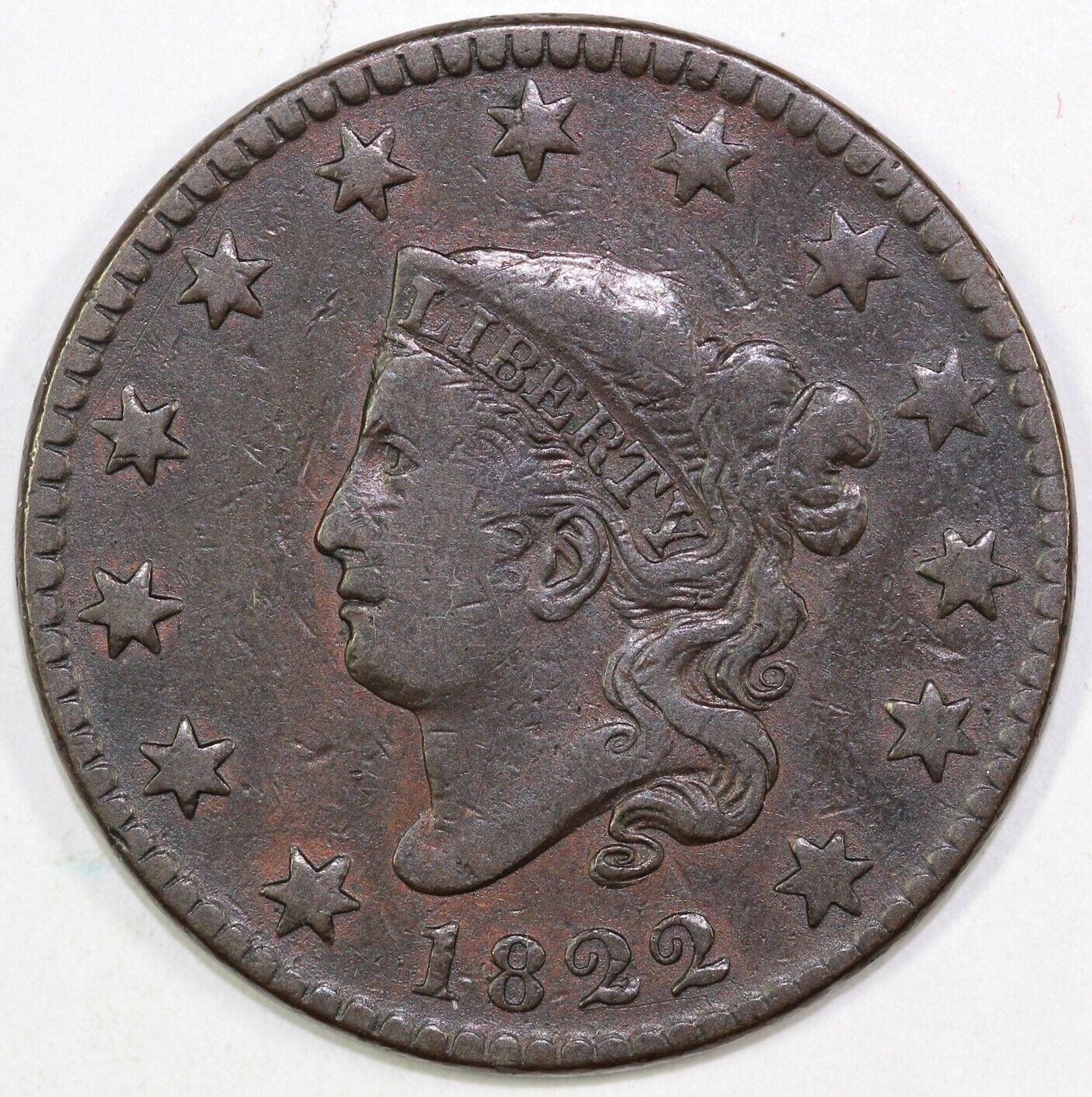 1822 1c N-5 Coronet or Matron Head Large Cent