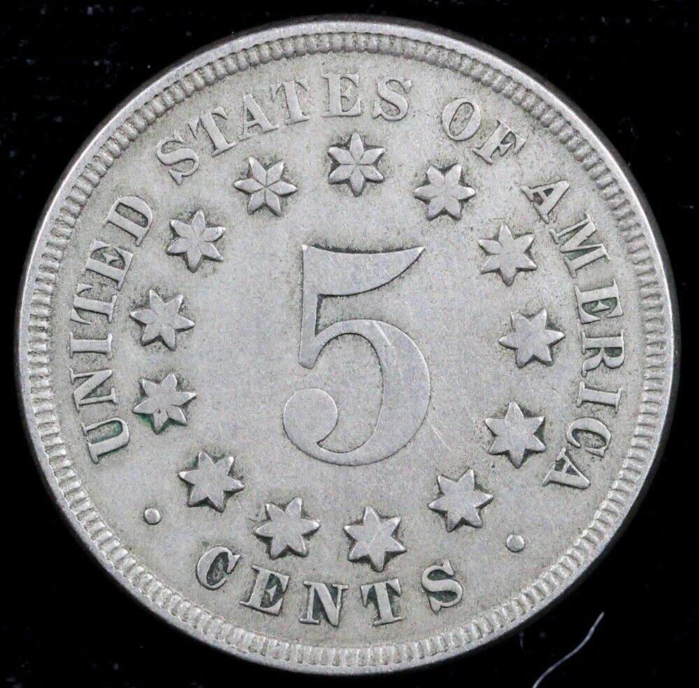 1867 5c Shield Nickel *Die Breaks*