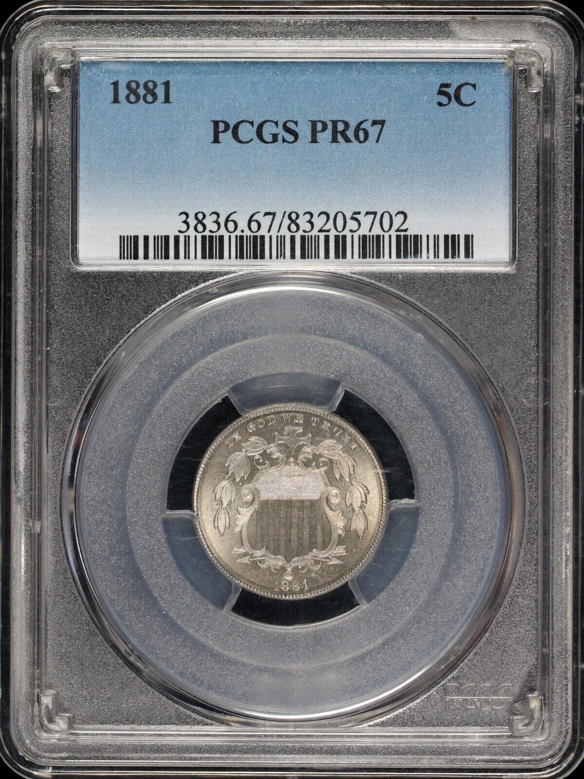 1881 5c Proof Shield Nickel PCGS PR 67