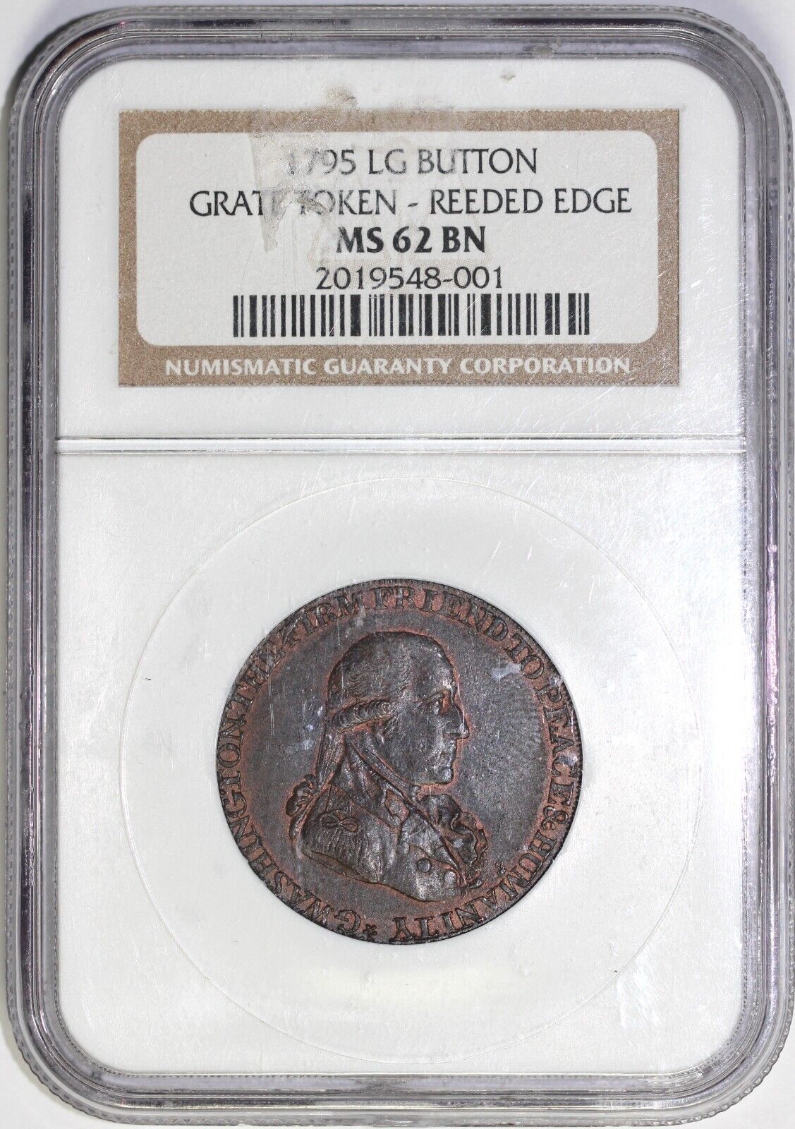 1795 Large Button Grate Token NGC 62 *Reeded Edge*