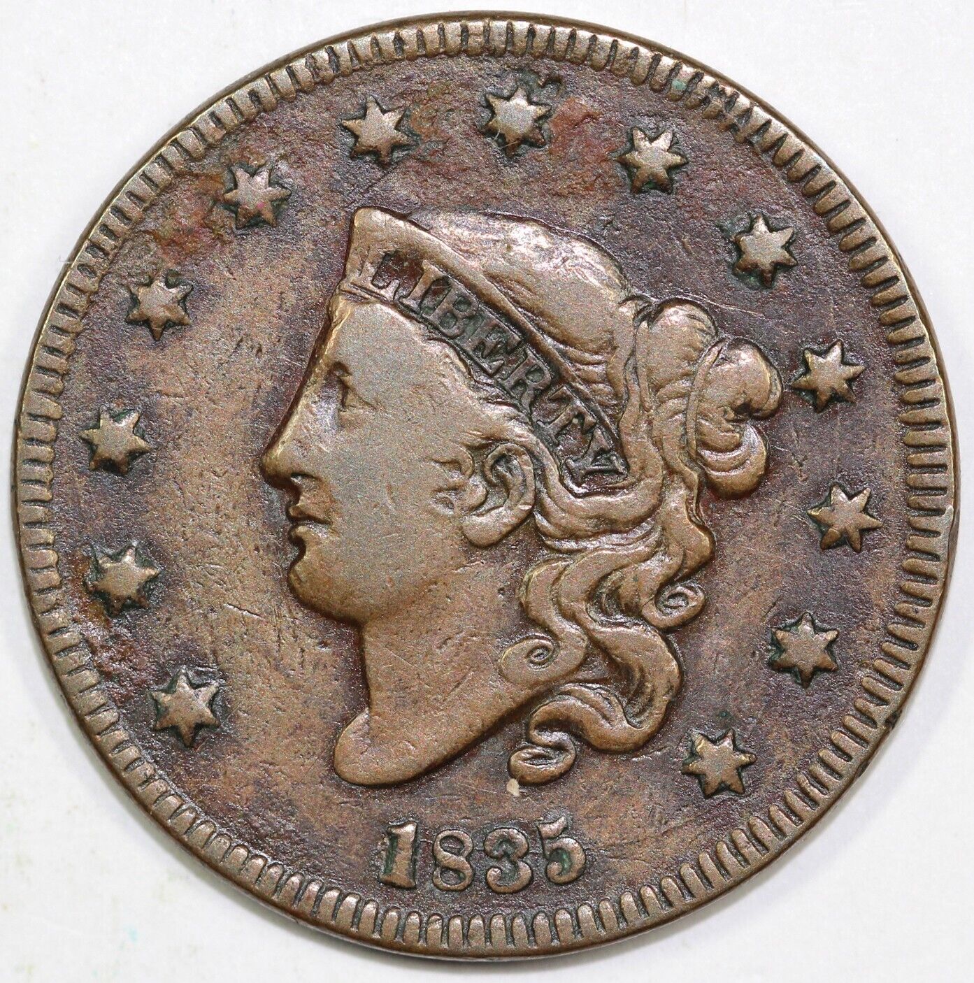 1835 1c N-12 Coronet or Matron Head Large Cent