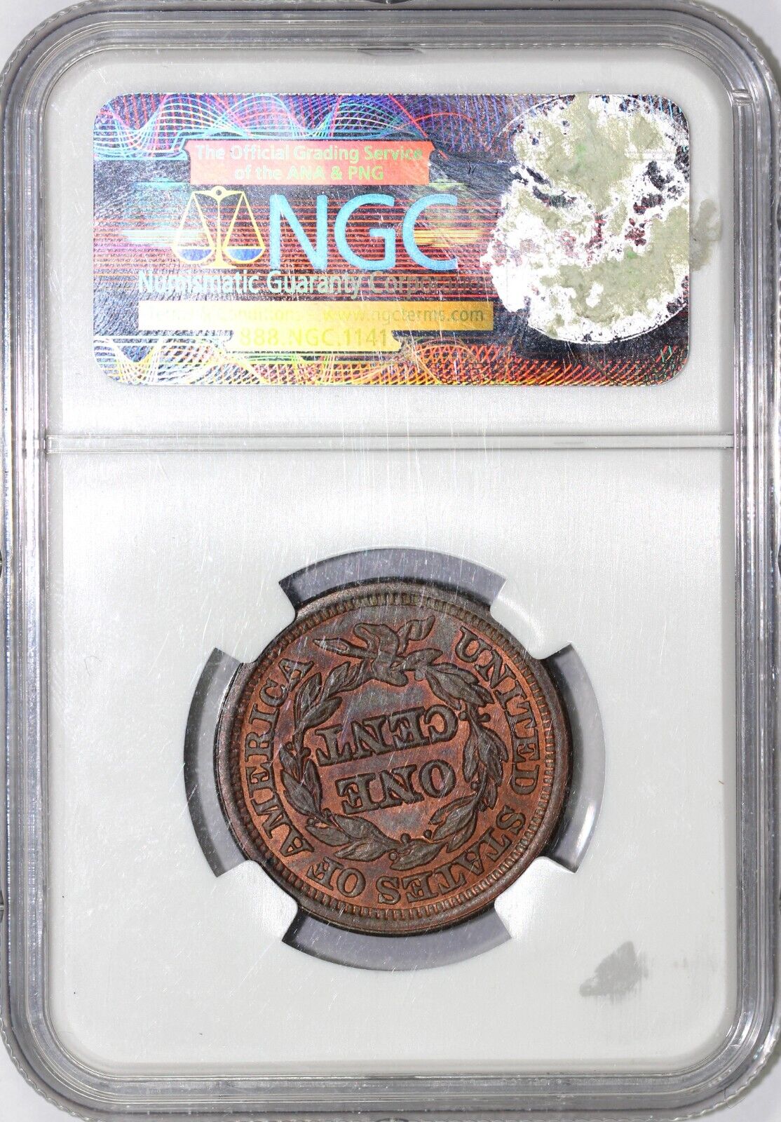 1847 1c N-38 Braided Hair Large Cent NGC UNC Details ENV. Damage