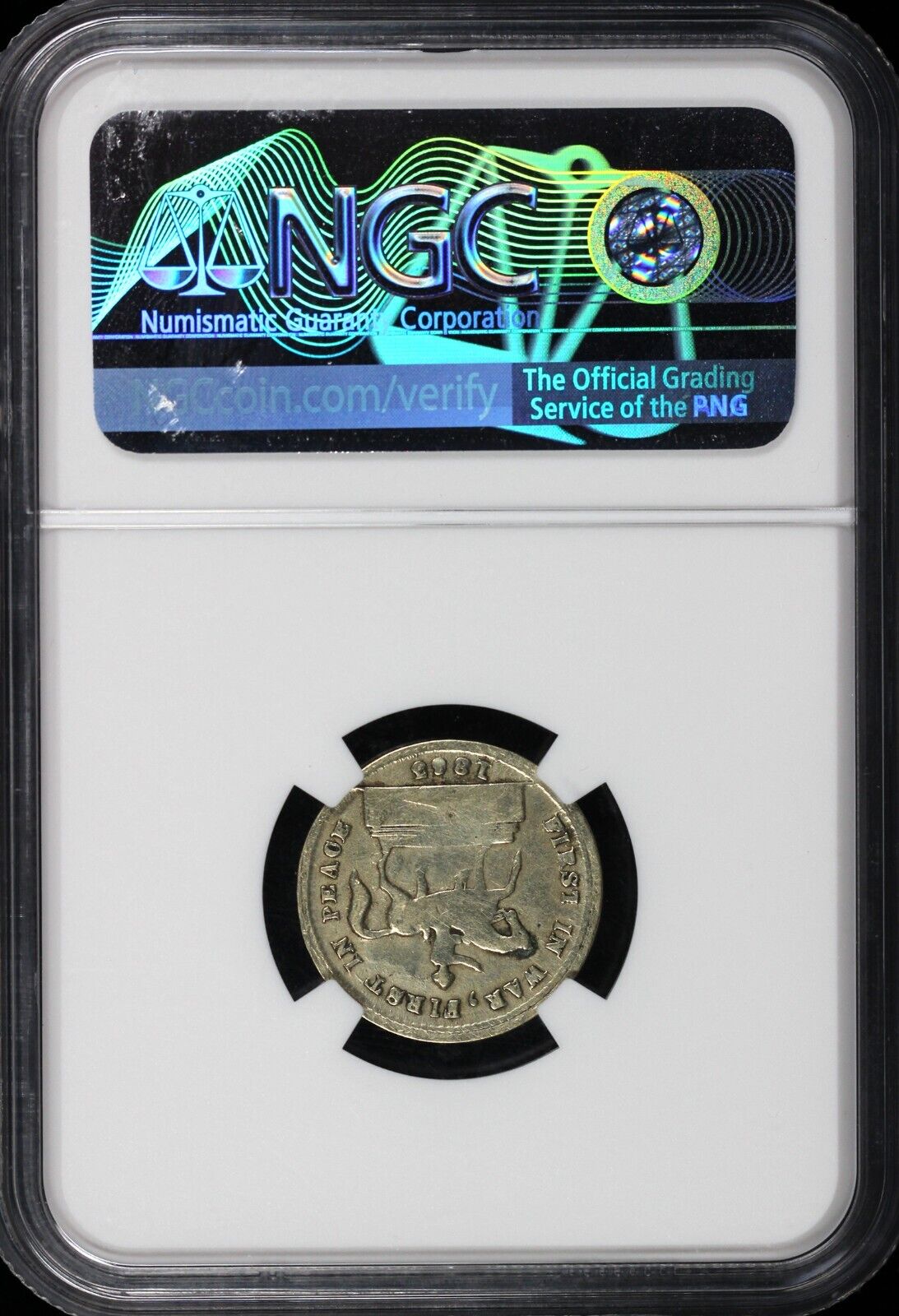 1864 F-127/177 j 1st IN War 1st IN Peace Civil War Token NGC XF Details Cleaned