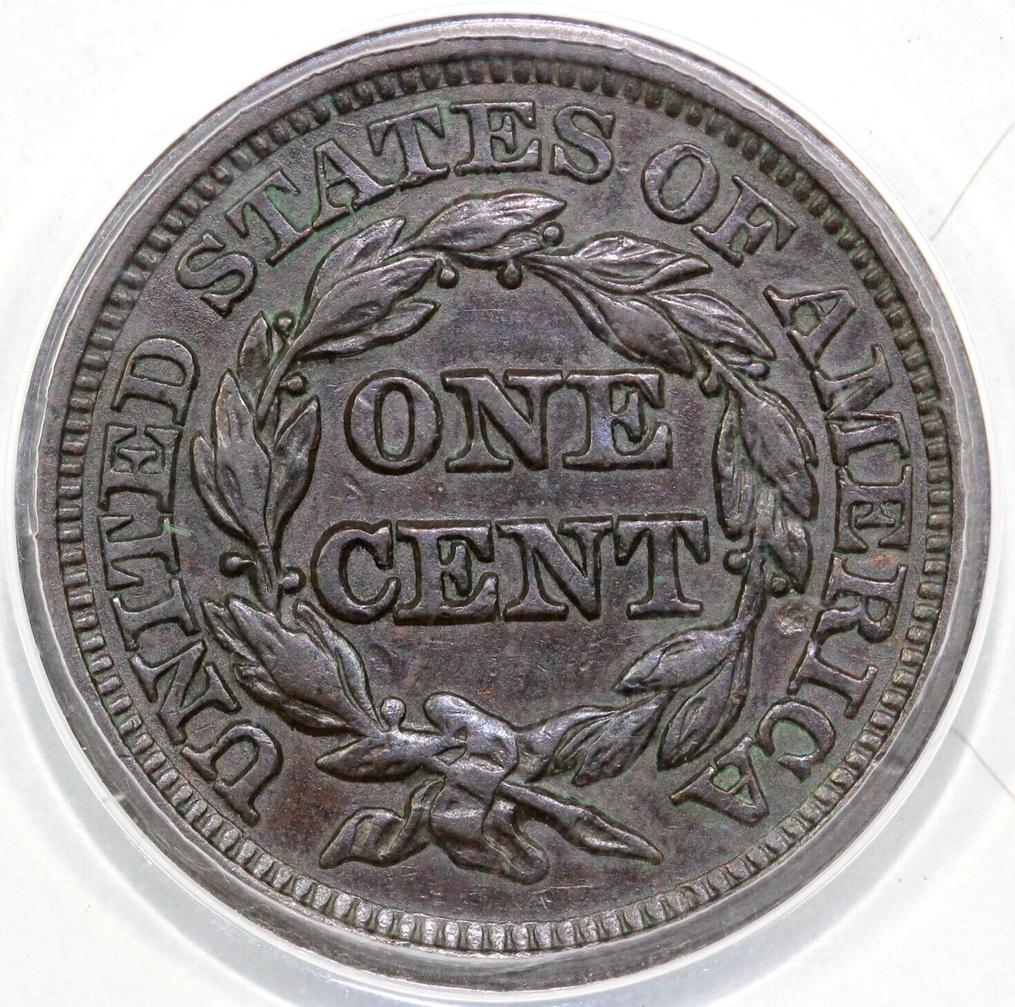 1845 1c N-4 Braided Hair Large Cent ANACS AU 53
