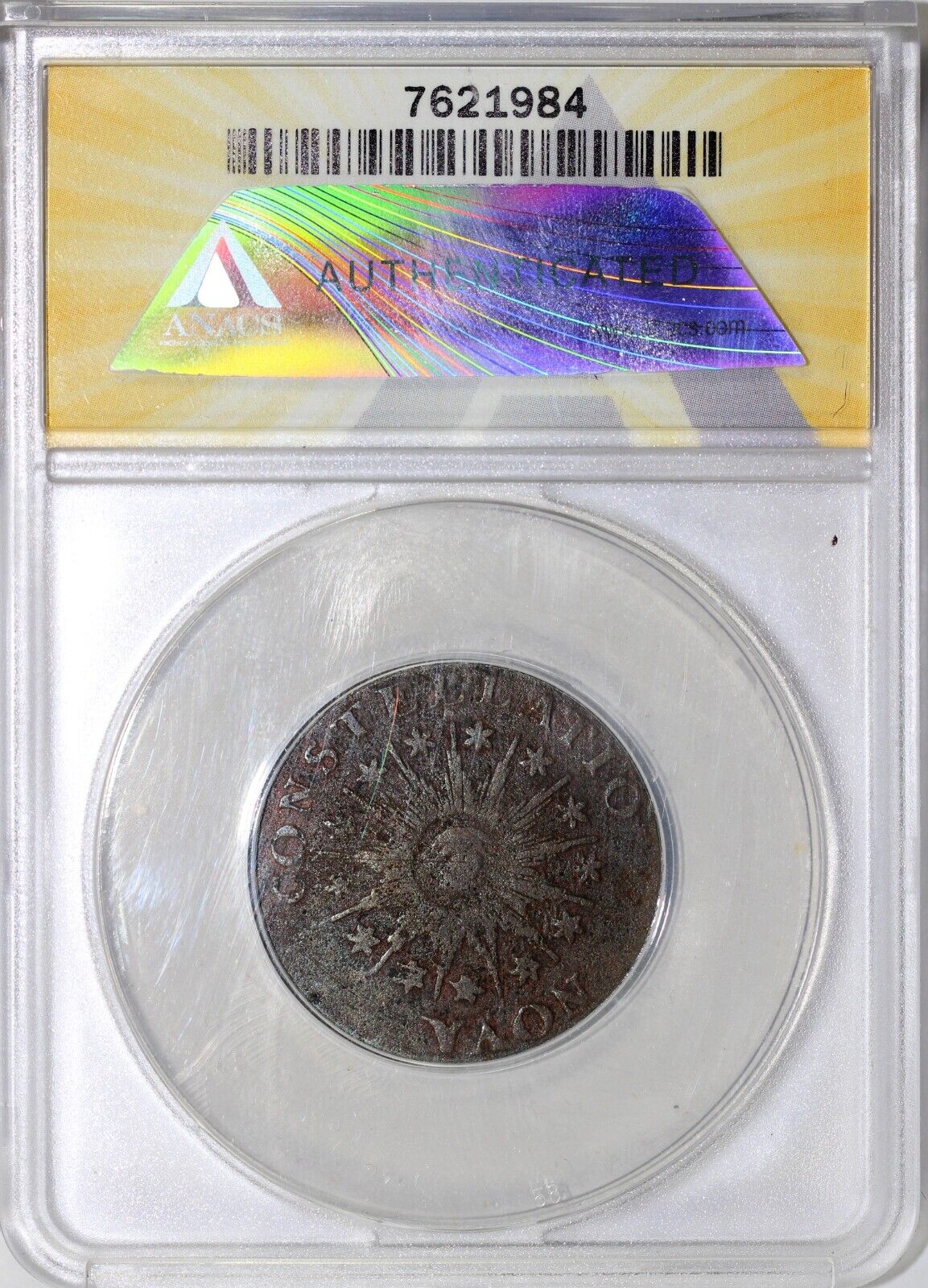 1785 Pointed Rays Nova Constellatio Colonial Copper Coin ANACS VG 8 Details