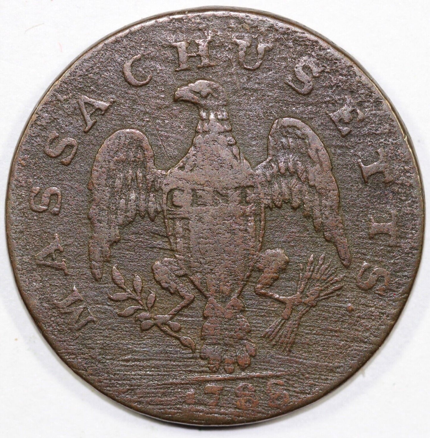 1788 1/2c Massachusetts Colonial Copper Coin