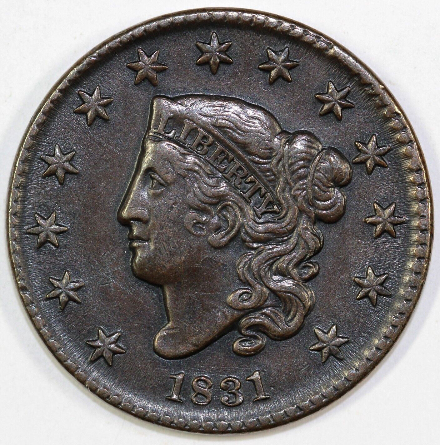 1831 1c N-14 Coronet or Matron Head Large Cent *Scratches*