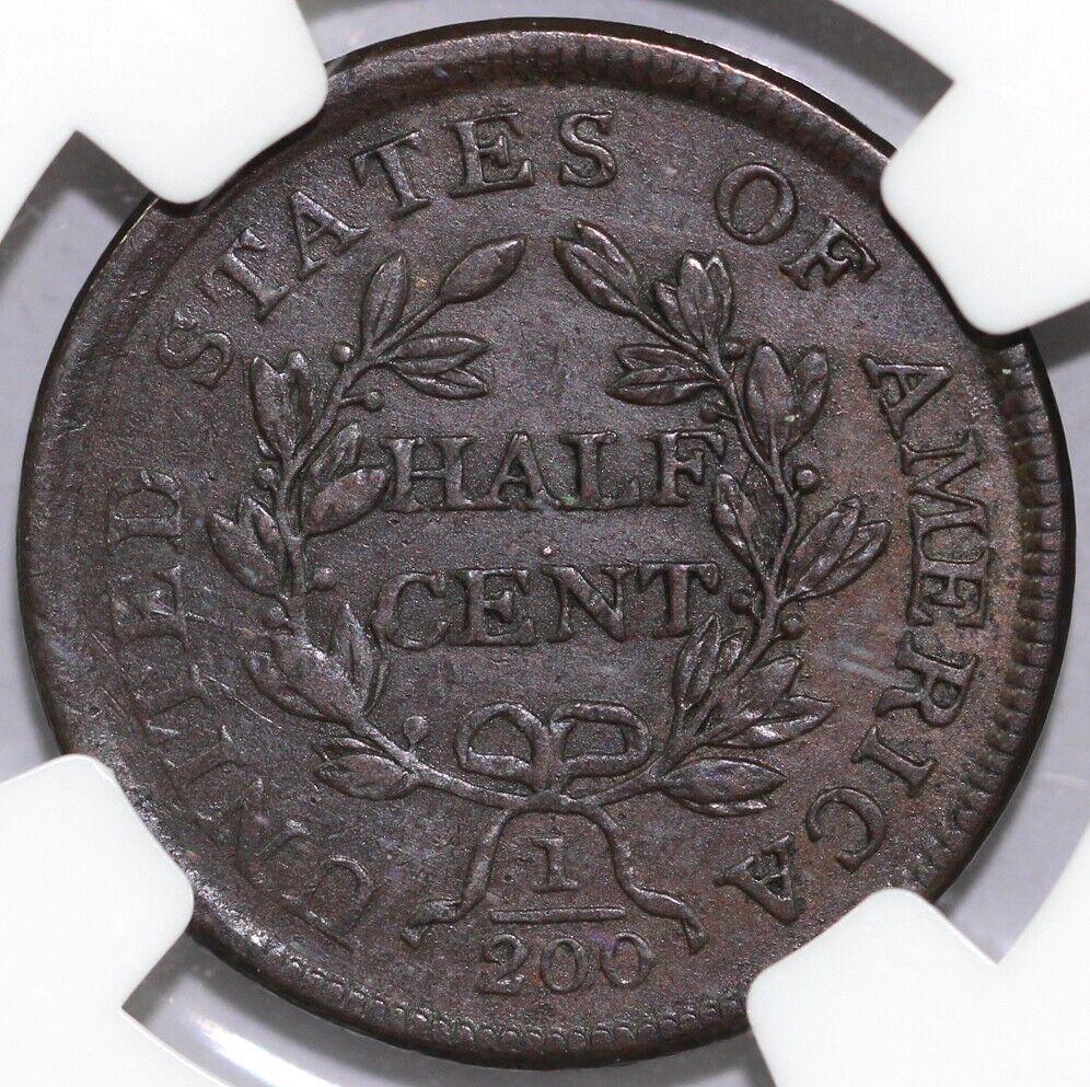 1804 1/2c Draped Bust Half Cent NGC AU Details Improperly Cleaned