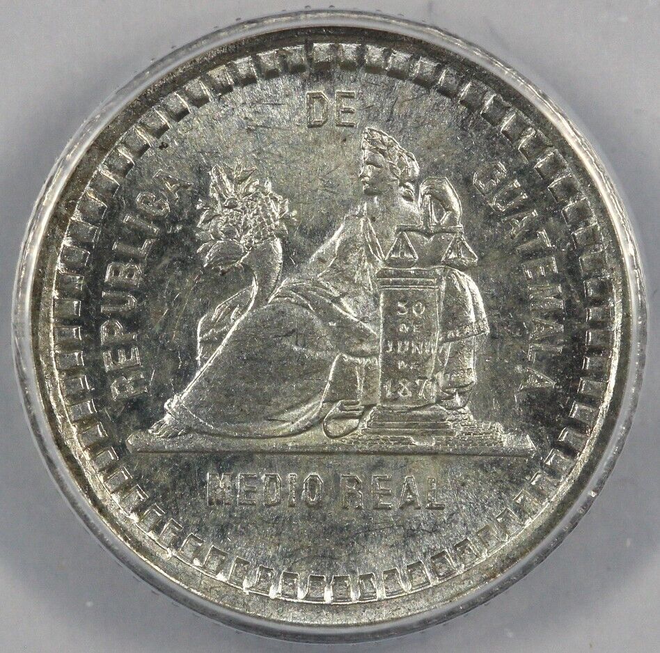 1880/70-E 1/2r Guatemala Half Real ANACS MS 62