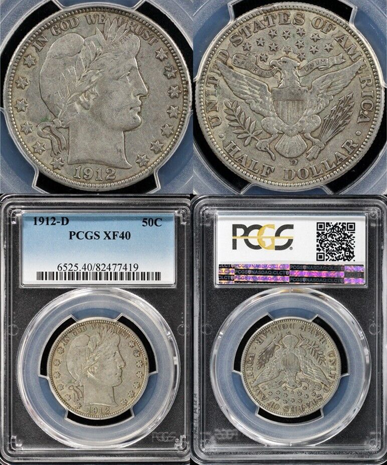 1912-D 50c Barber Half Dollar PCGS XF 40