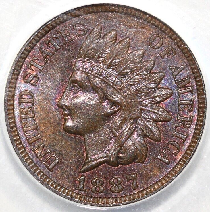1887 1c Proof Indian Head Cent ANACS PR 63 BN
