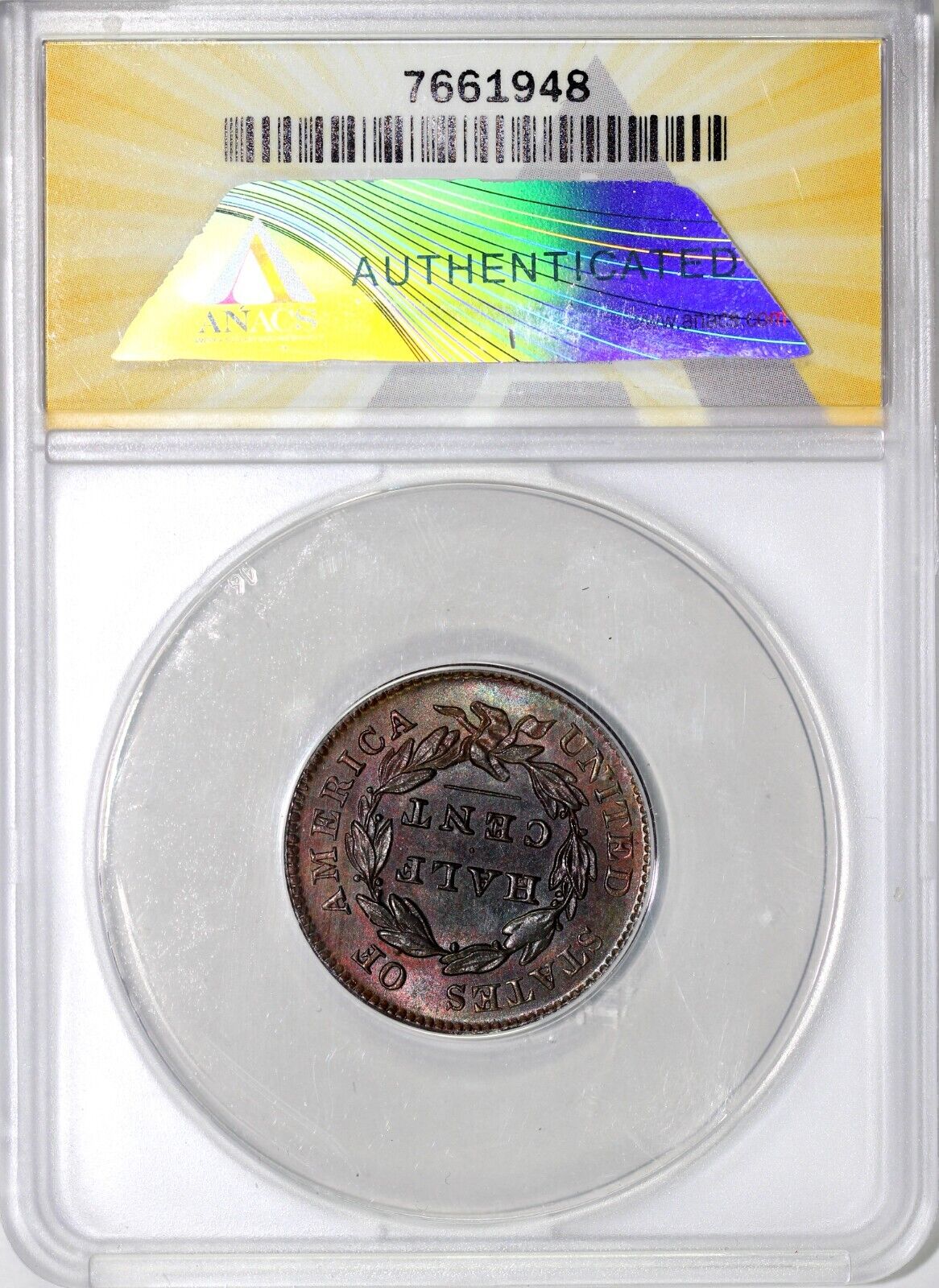 1828 1/2c C-2 12 Stars Classic Head Half Cent ANACS MS 60 Details Recolored
