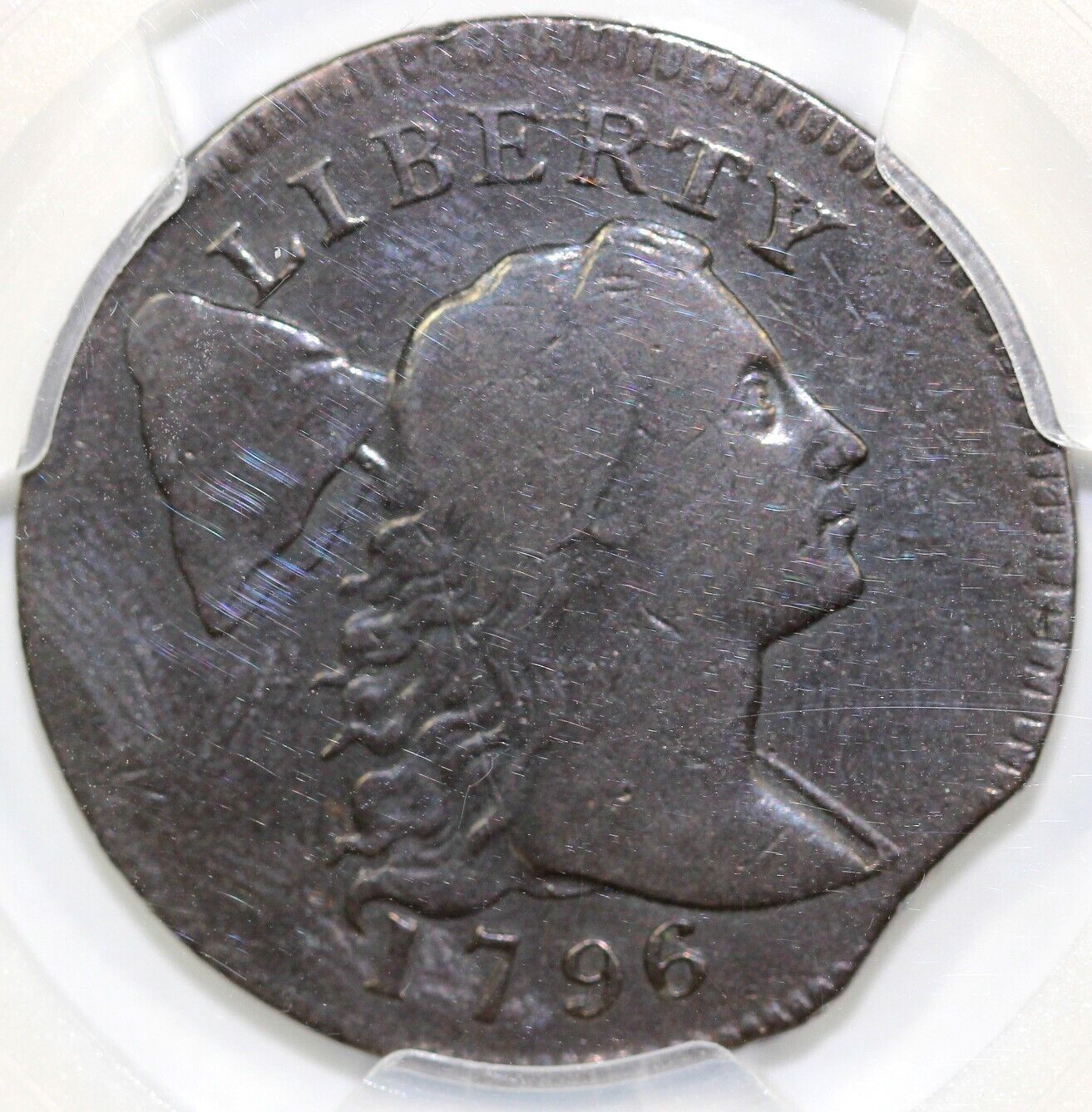 1796 1c Mint Error Clipped Planchet Liberty Cap Large Cent PCGS F 15