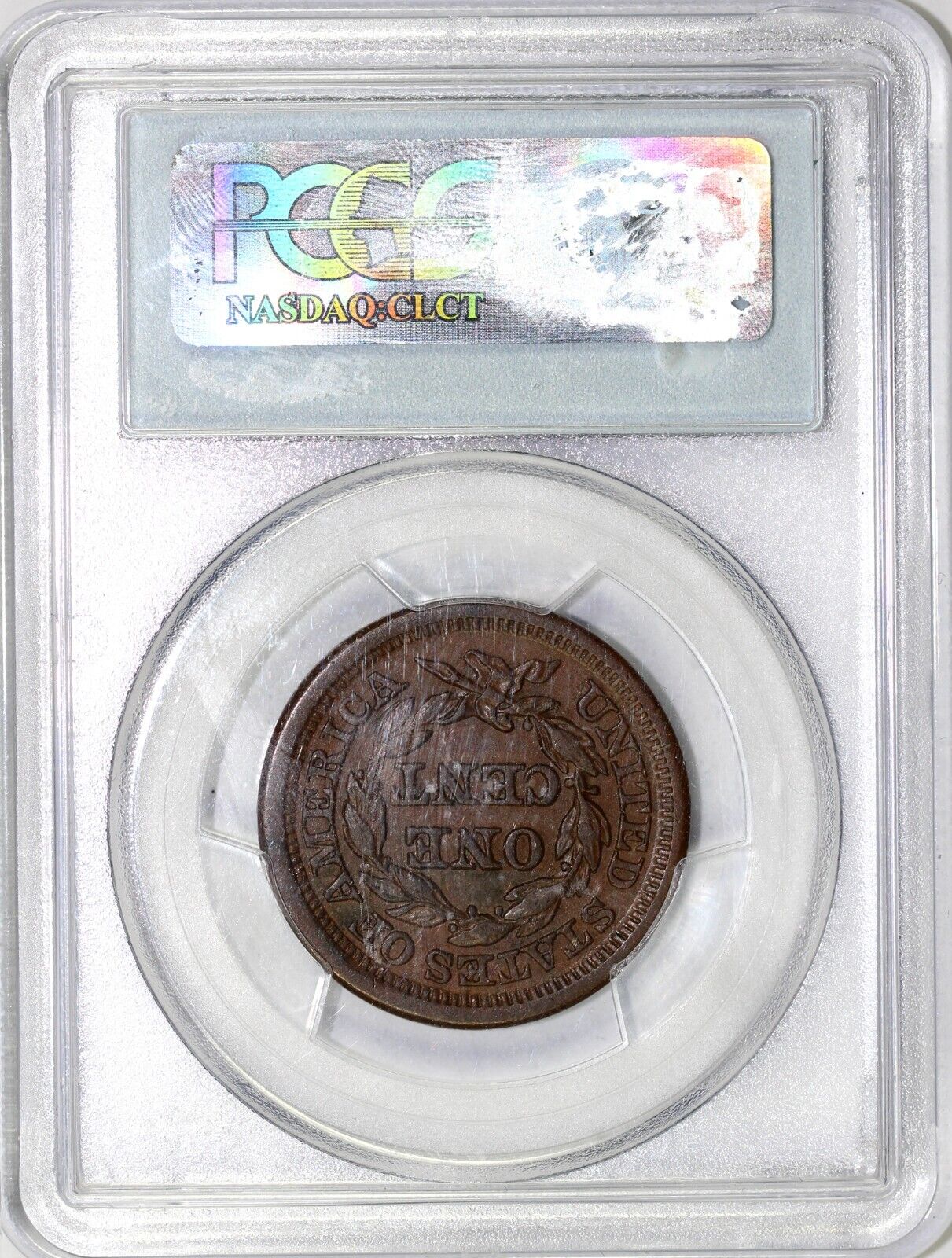 1850 1c N-24 Braided Hair Large Cent PCGS AU 50