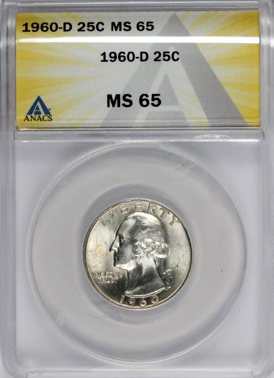 1960-D 25c Washington Quarter ANACS MS 65
