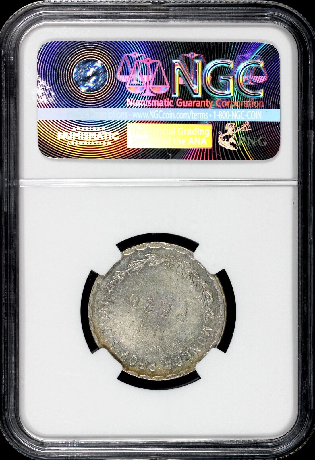 1915 Mexico Oaxaca Peso 4th Bust Unfinished Truncation NGC MS 64