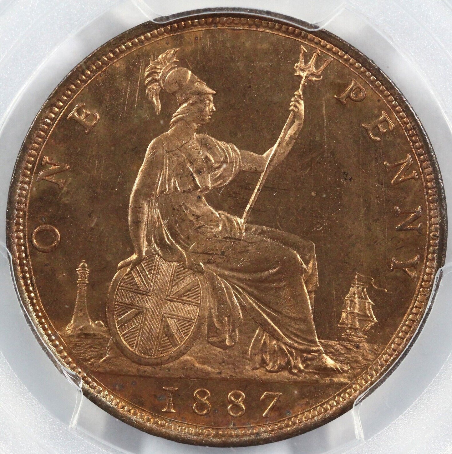 1887 1D Great Britain Queen Victoria Penny PCGS MS 64 RED