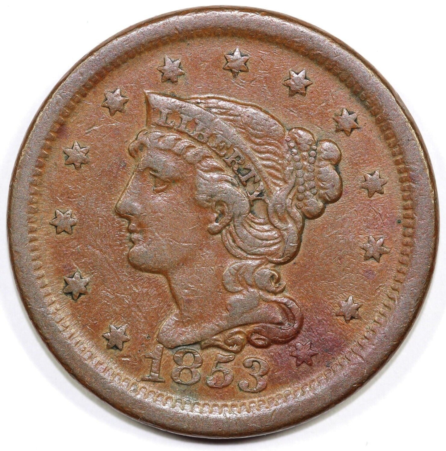 1853 1c N-23 Braided Hair Large Cent