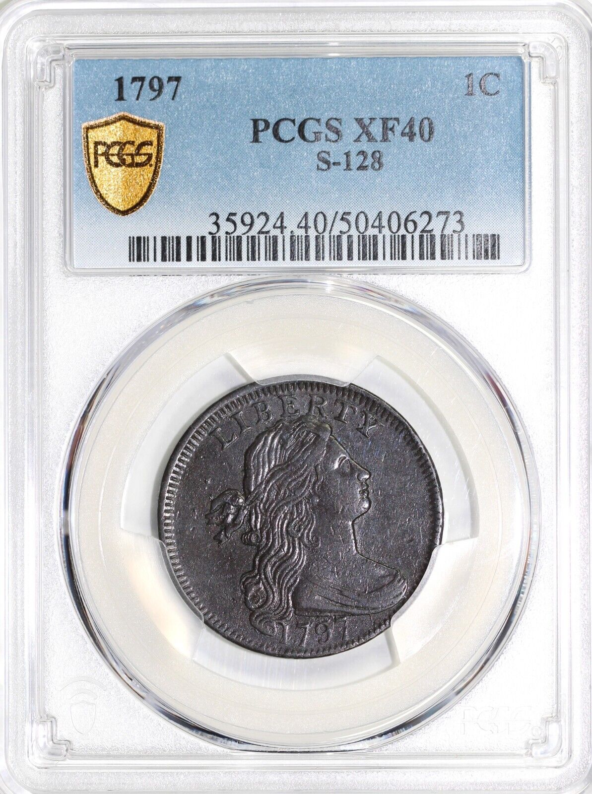 1797 1c S-128 Draped Bust Large Cent PCGS XF 40