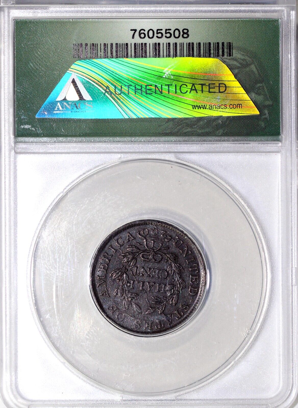 1804 1/2c C-5 Spiked Chin Draped Bust Half Cent ANACS EF 40