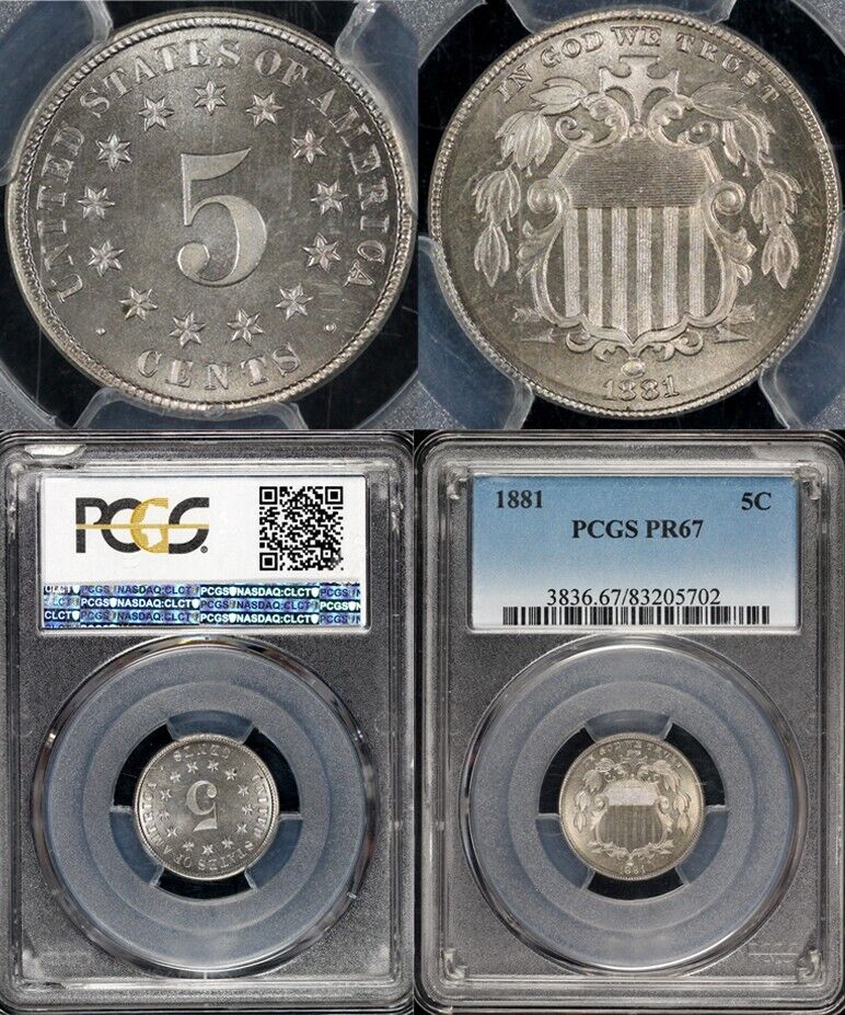1881 5c Proof Shield Nickel PCGS PR 67