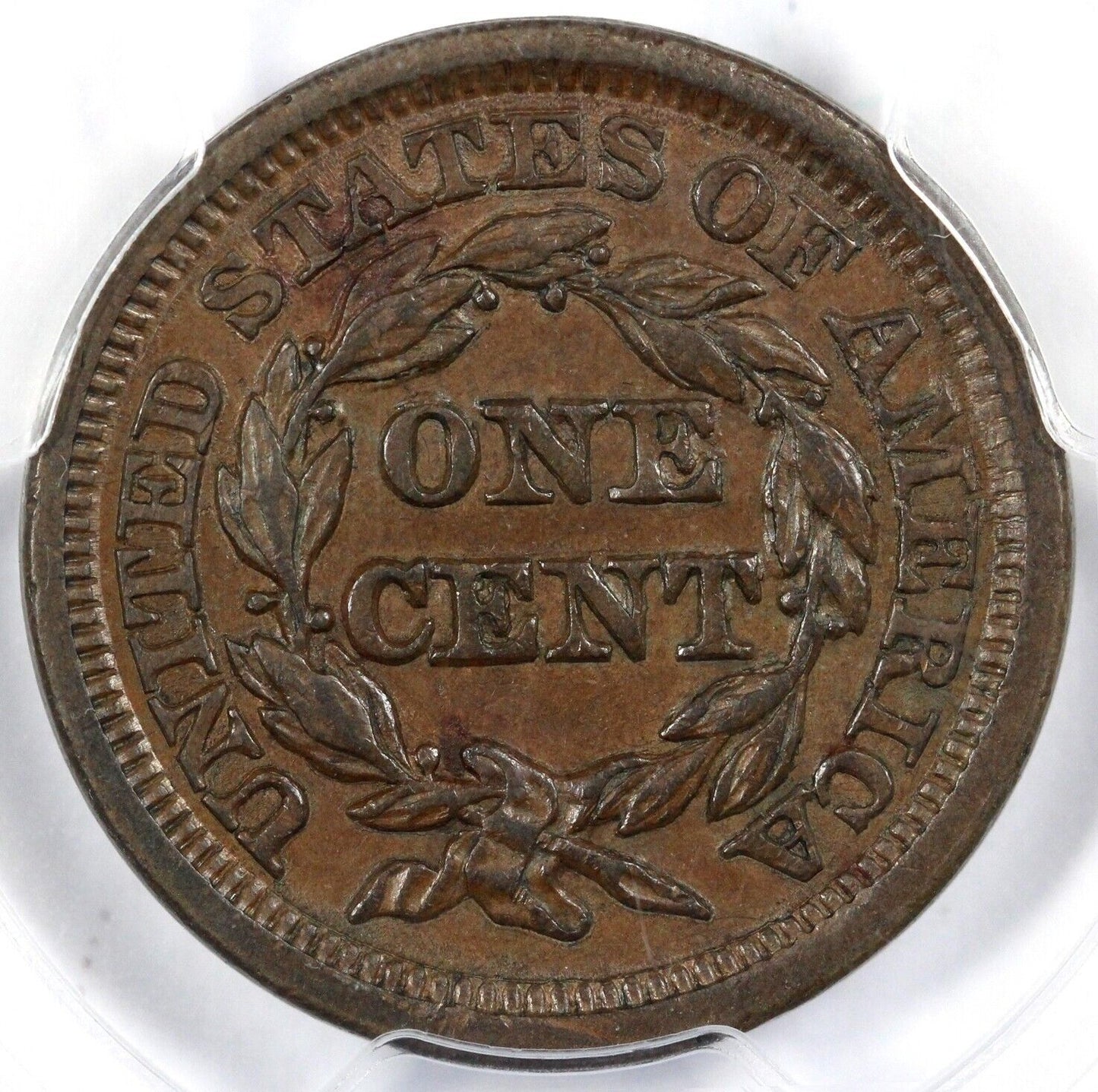 1848 1c N-13 Braided Hair Large Cent PCGS AU 55
