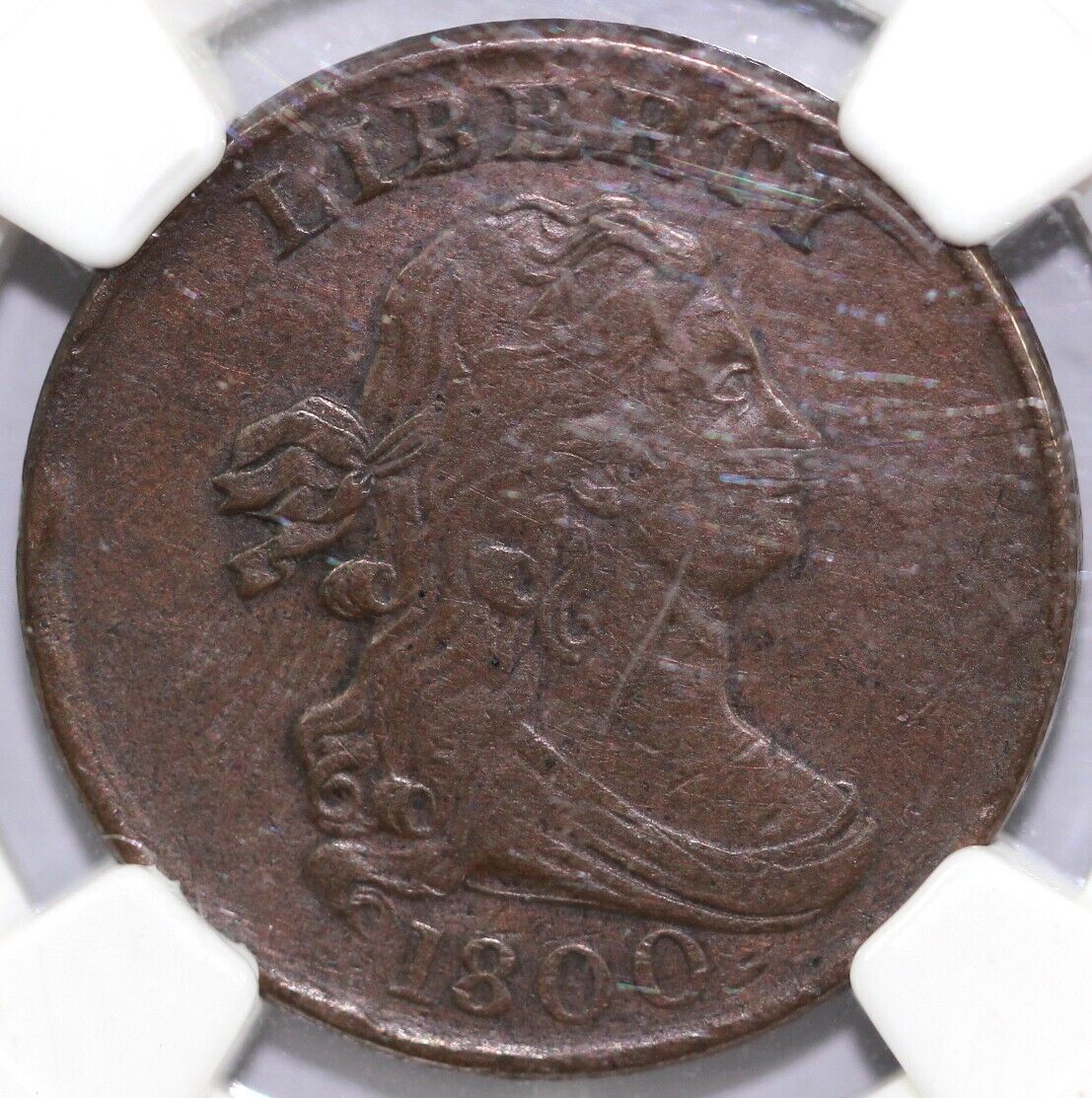 1800 1/2c C-1 Draped Bust Half Cent NGC AU Details Cleaned