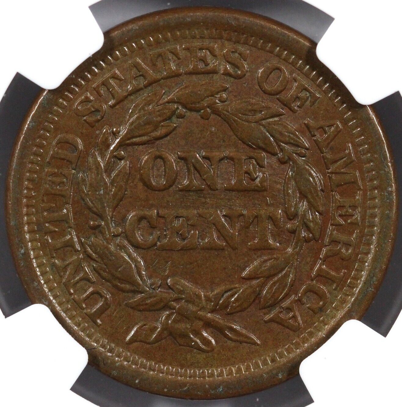 1850 1c N-2 Braided Hair Large Cent NGC AU 58