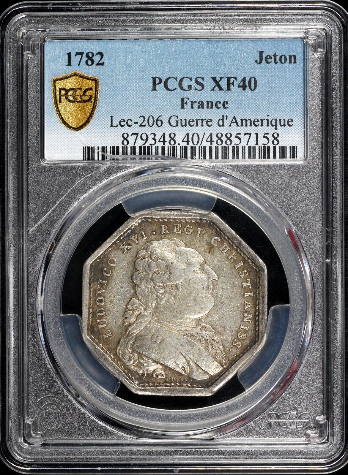 1782 France Lec-206 Hurre d'Amerique French Jeton PCGS XF 40