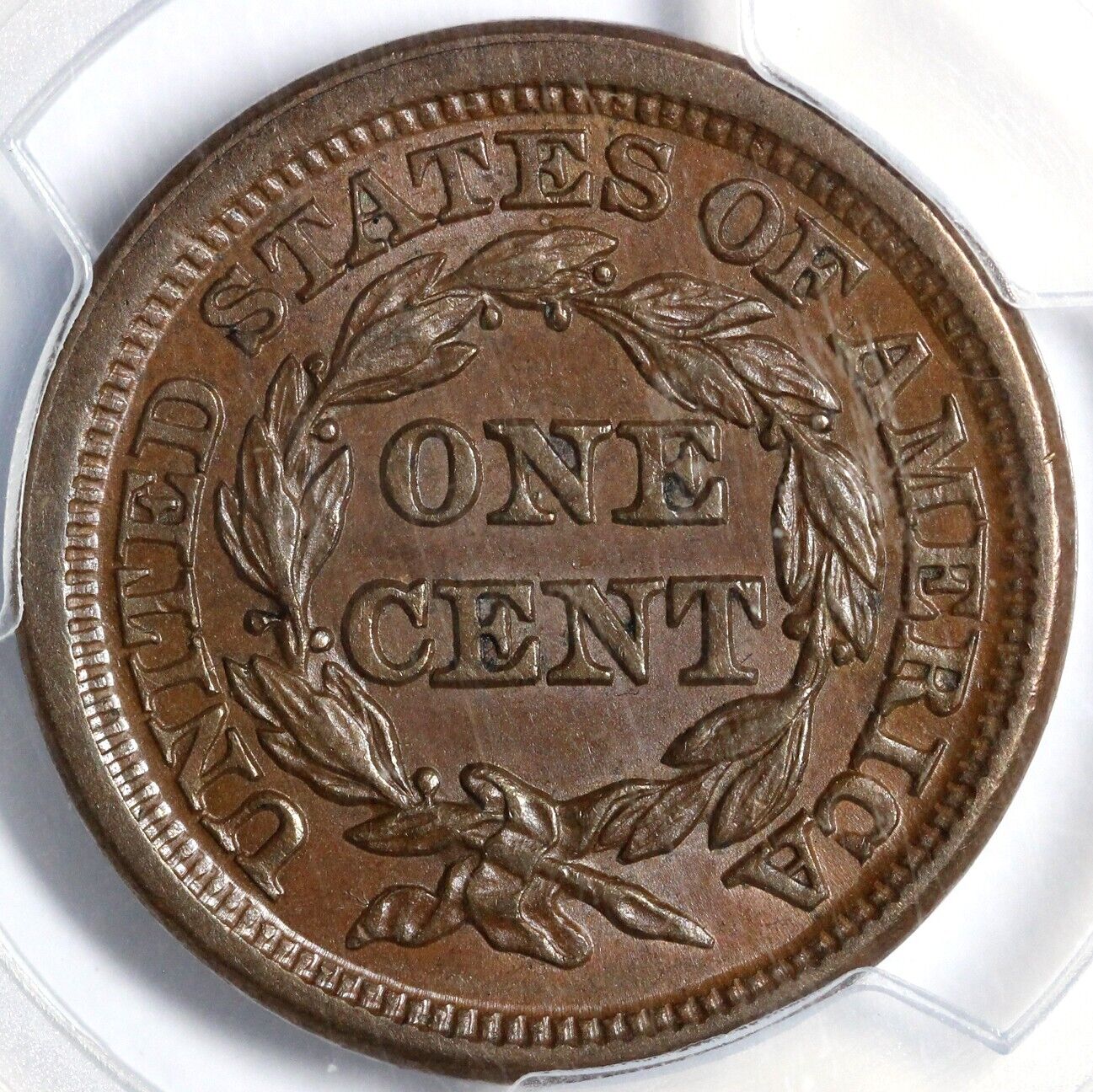 1848 1c N-2 Braided Hair Large Cent PCGS MS 62 BN