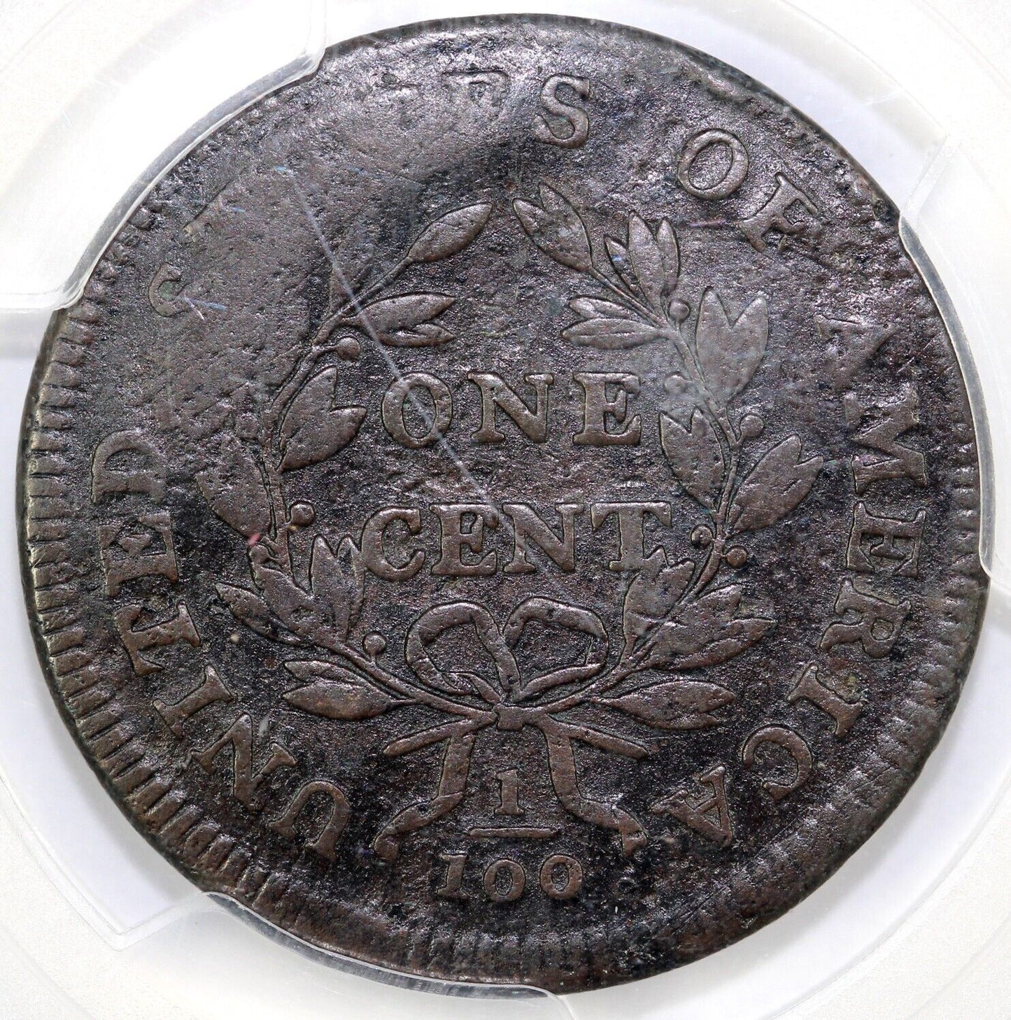 1800 1c S-202 Draped Bust Large Cent PCGS VG Details Env Damage