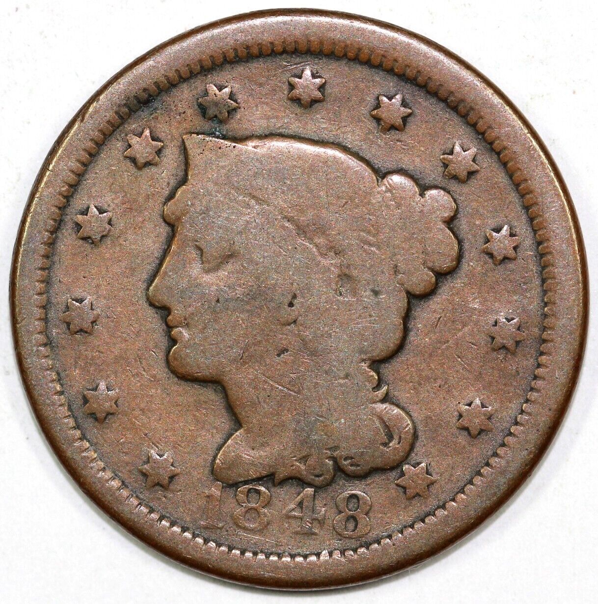 1848 1c N-42 Braided Hair Large Cent