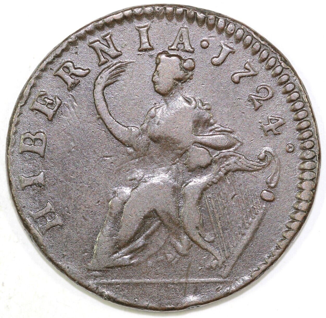 1724 1/2p M-4.51-K.4 Woods Hibernia Half Penny