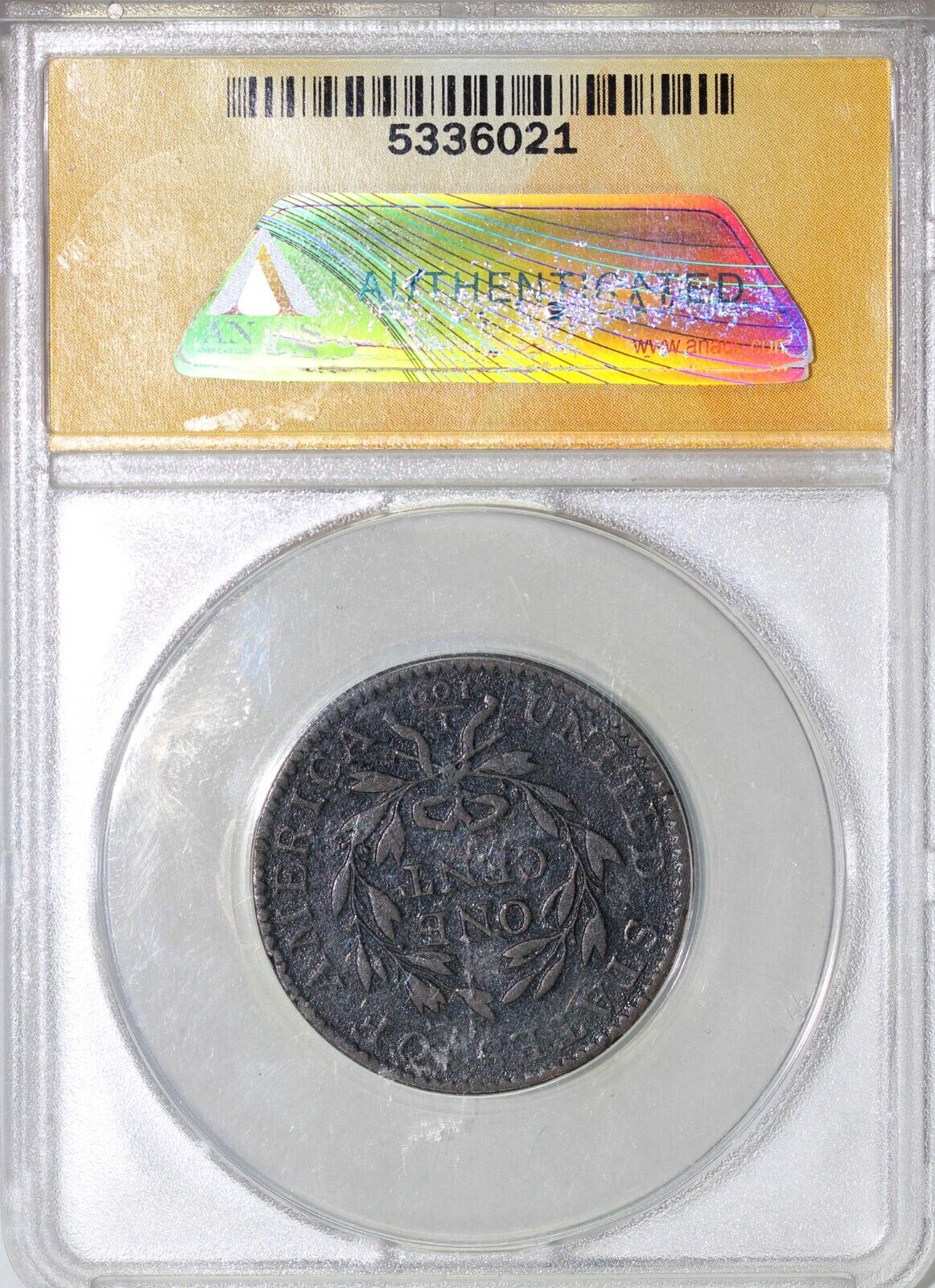 1794 1c Head of 1794 S-62 Liberty Cap Large Cent ANACS F 12