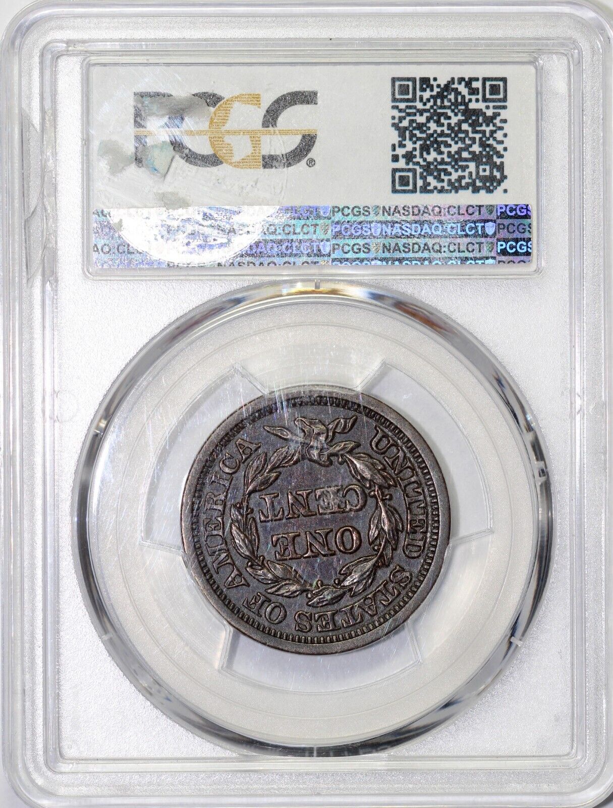 1849 1c Braided Hair Large Cent PCGS AU 58