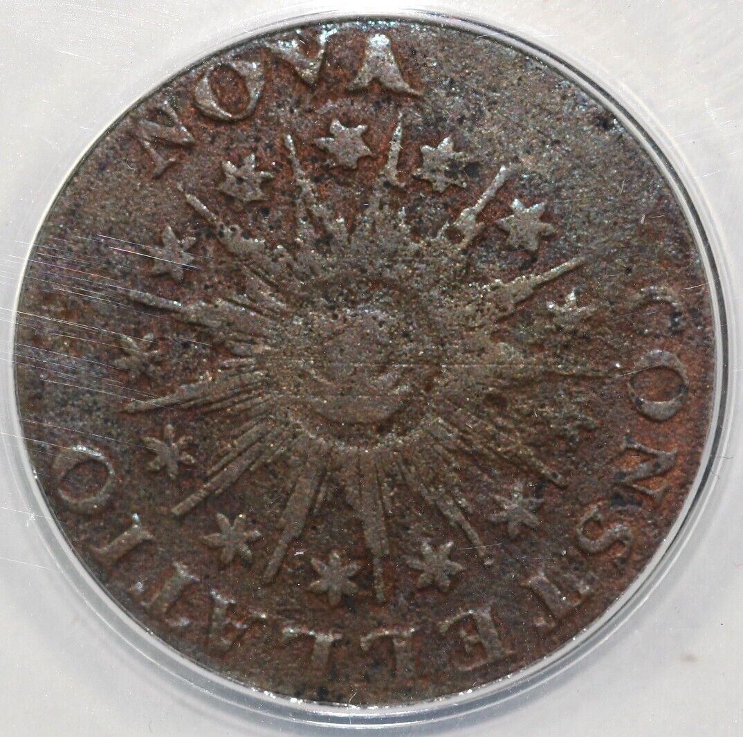 1785 Pointed Rays Nova Constellatio Colonial Copper Coin ANACS VG 8 Details