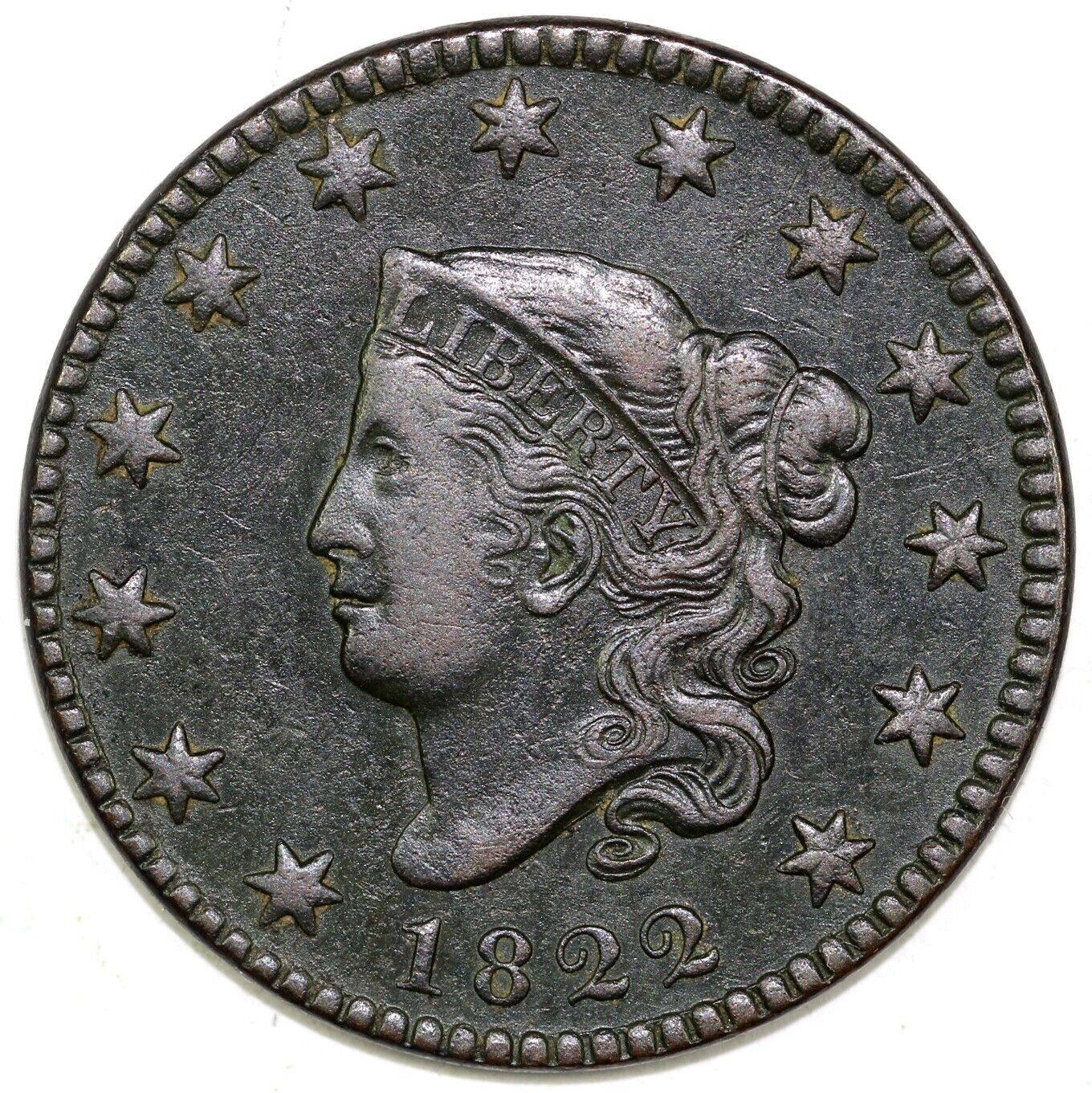 1822 1c N-7 Coronet or Matron Head Large Cent