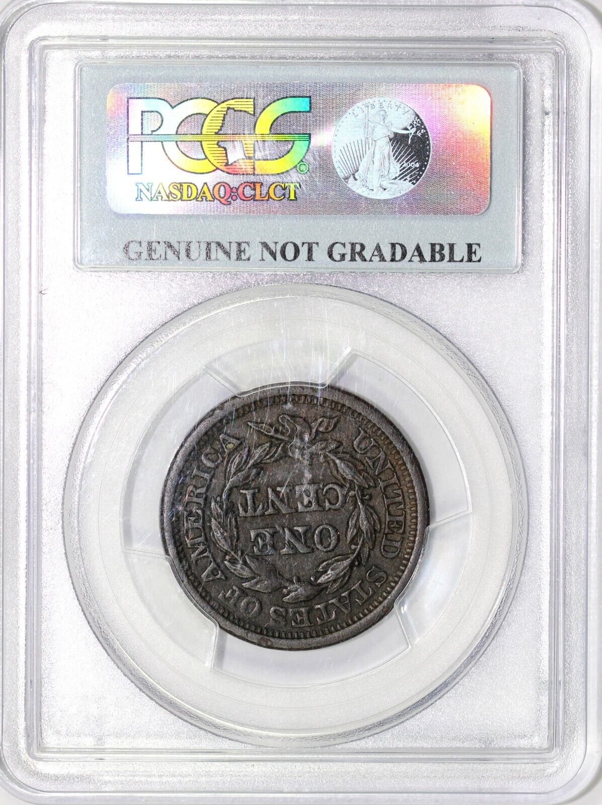 1848 1c N-38 Braided Hair Large Cent PCGS XF Details Env. Damage