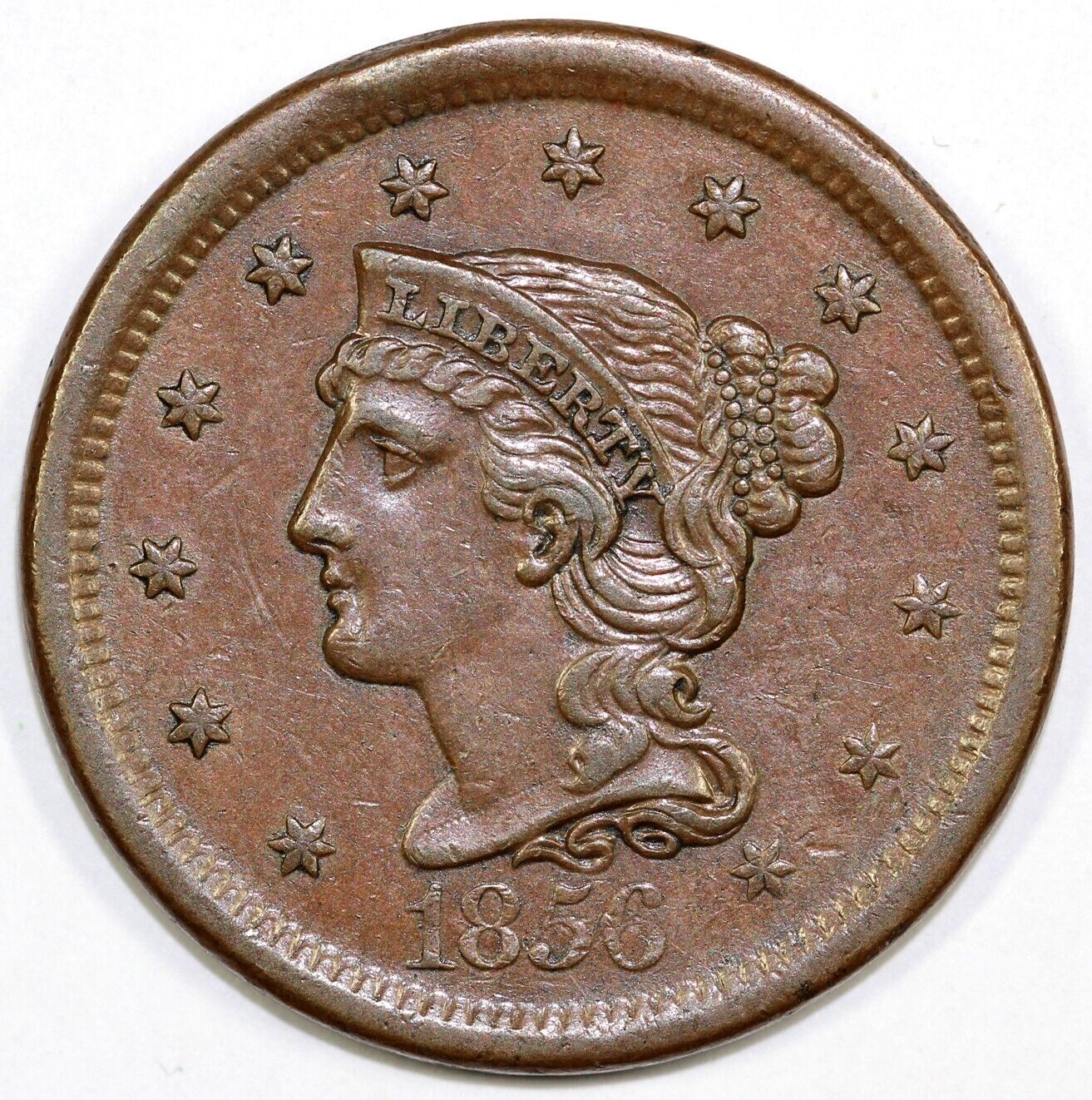 1856 1c N-16 Braided Hair Large Cent
