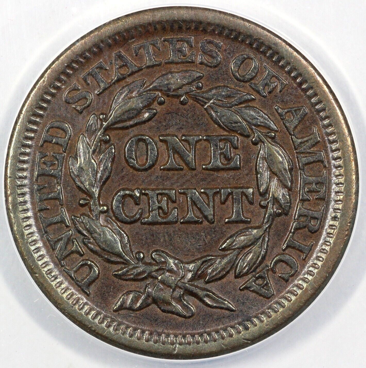 1848 1c N-41 Braided Hair Large Cent ANACS AU 50
