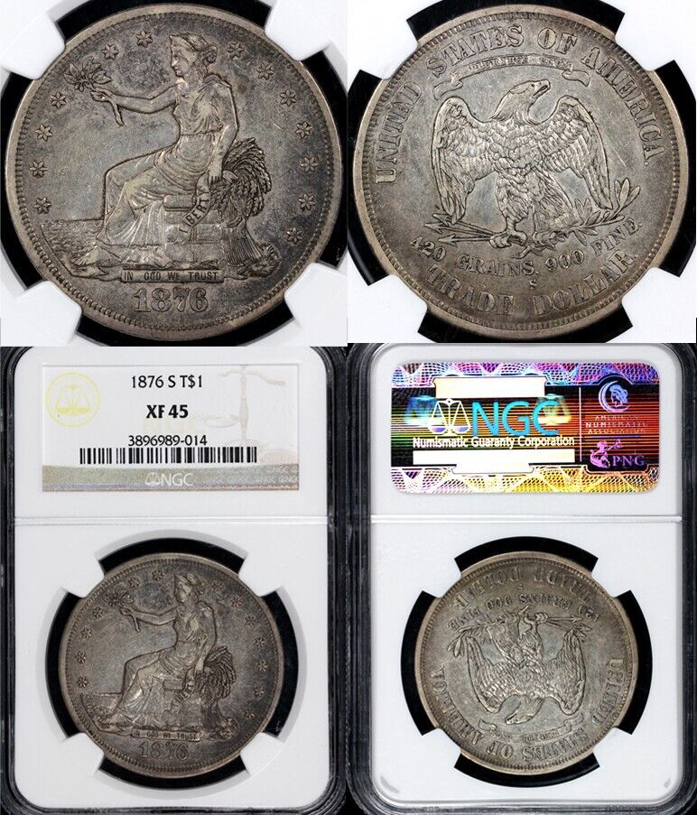 1876-S Silver Trade Dollar NGC XF 45