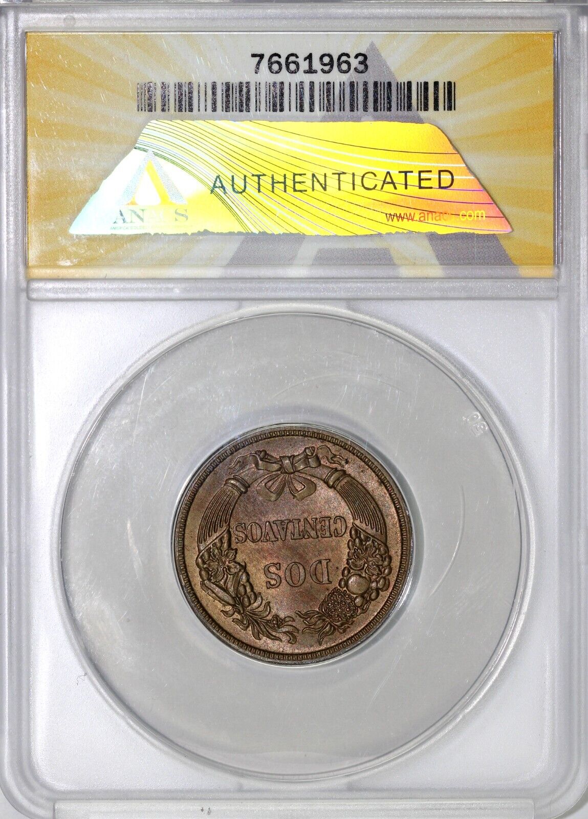 1864 2c Republic of Peru Two Centavos ANACS MS 64
