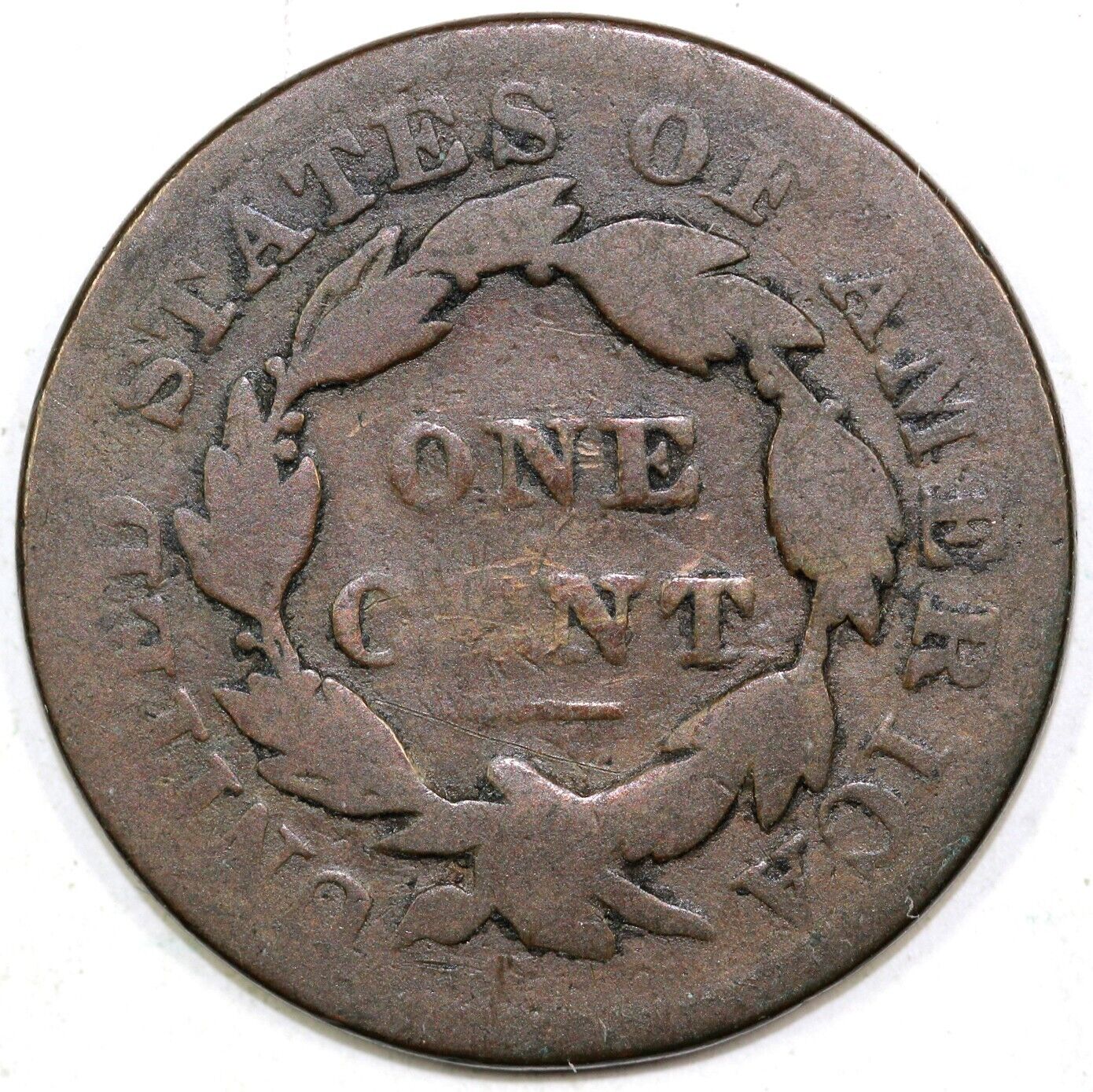 1835 1c N-10 Coronet or Matron Head Large Cent