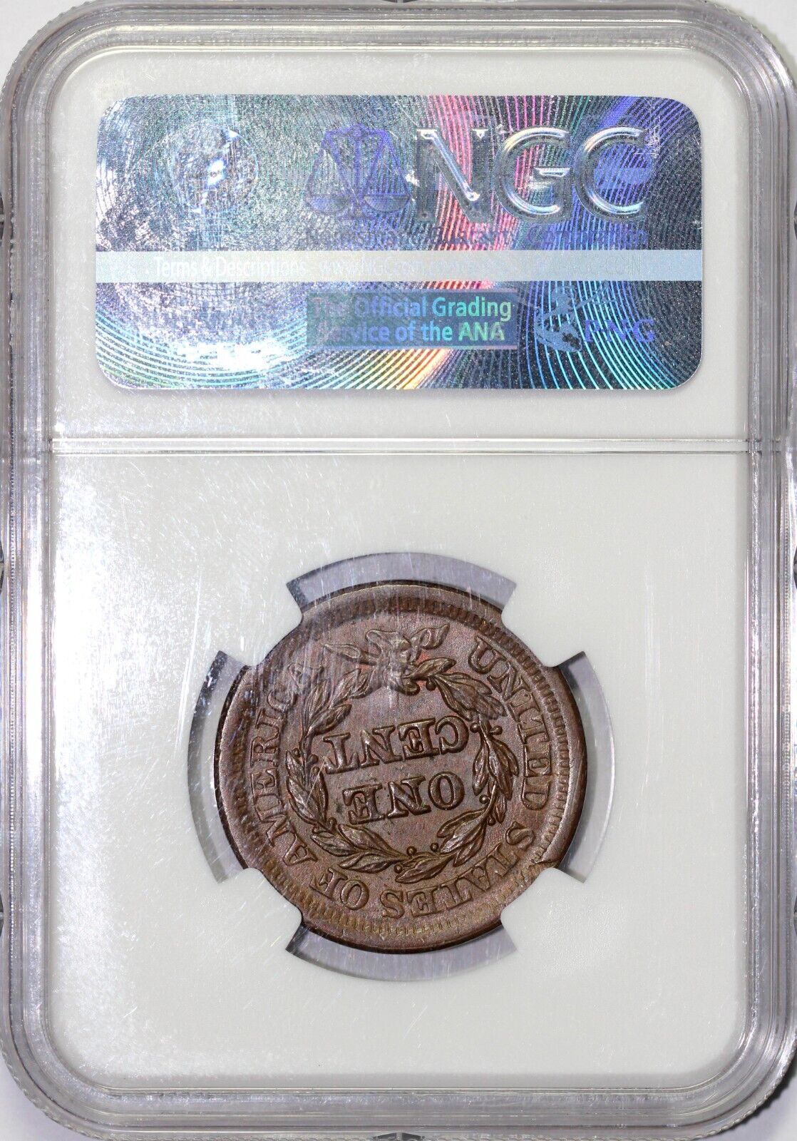1854 1c N-11 Braided Hair Large Cent NGC MS 63 BN