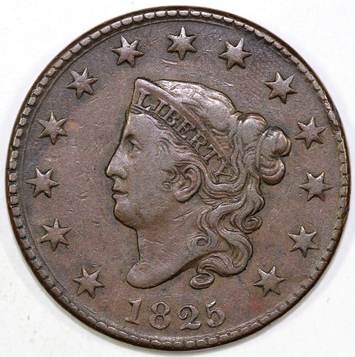 1825 1c N-8 Coronet or Matron Head Large Cent