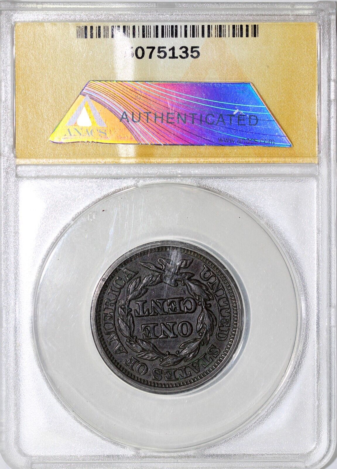 1845 1c N-4 Braided Hair Large Cent ANACS AU 53